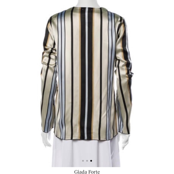 Giada Forte striped V-neck Blouse designer size 2 - Picture 3 of 5